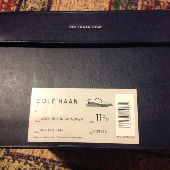 Cole Haan Men's  Washington Grand Woven Tan Leather Shoes 11.5M - New in Box - Picture 8 of 9